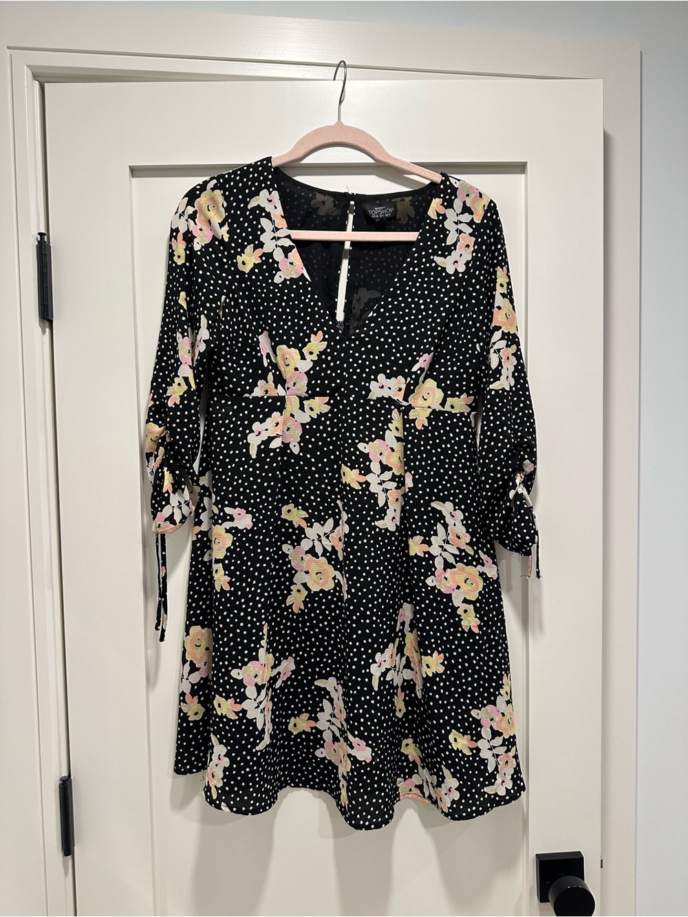 Maternity Topshop Black Floral & Polka Dot Tunic
